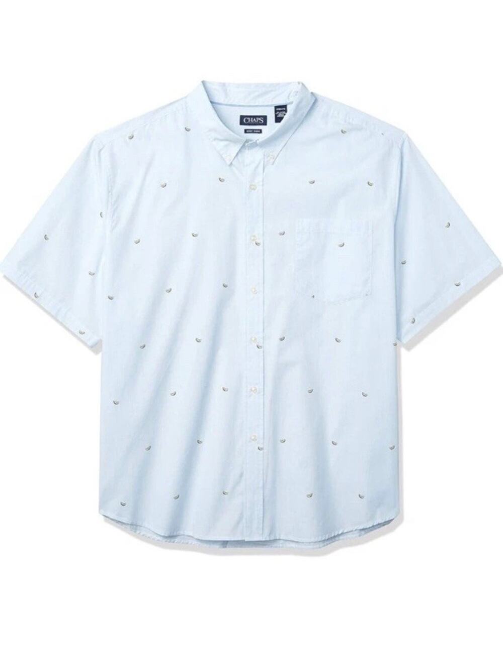 Chaps NWT Blue Lime Print Short Sleeve Button Down Mens 2XLT Summer Vacation